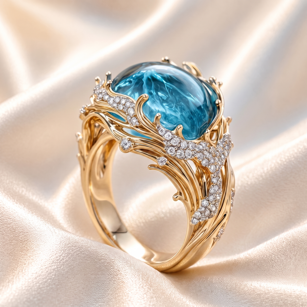 Vintage Ocean Crystal Ring