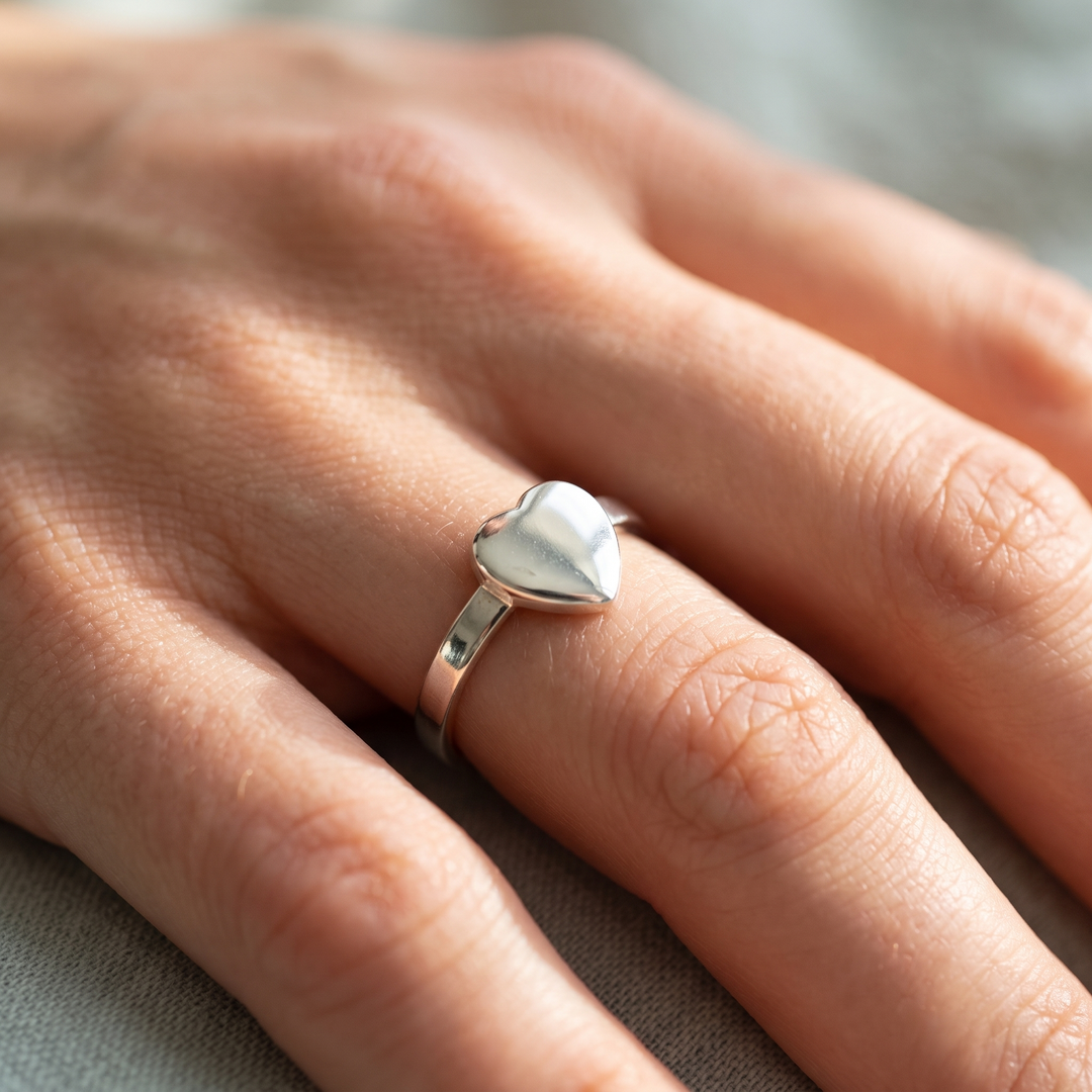 Sterling Heart Signet Ring