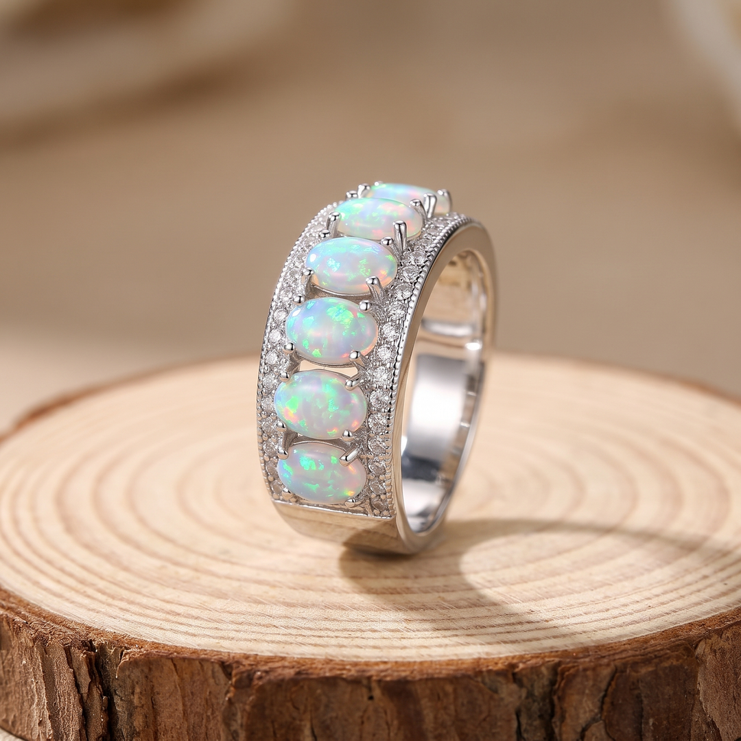 Pave Edge Opal Cocktail Ring