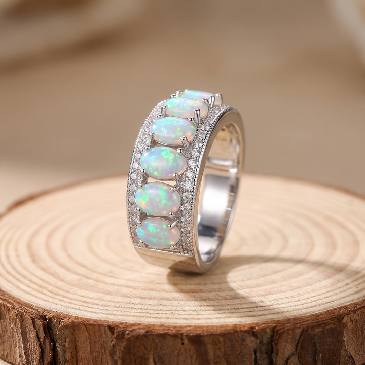 Pave Edge Opal Cocktail Ring