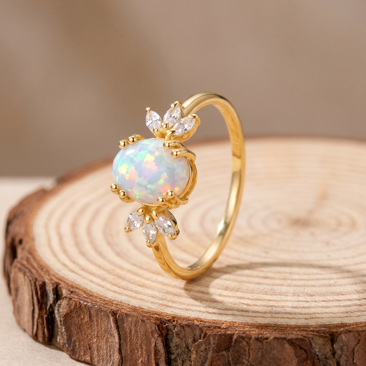 Lotus Crown Opal Ring