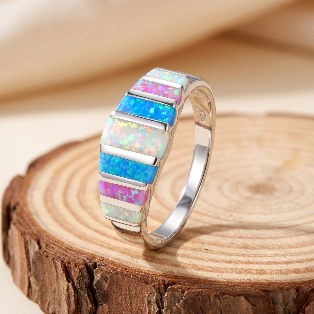 Bohemian Opal Mosaic Band Ring
