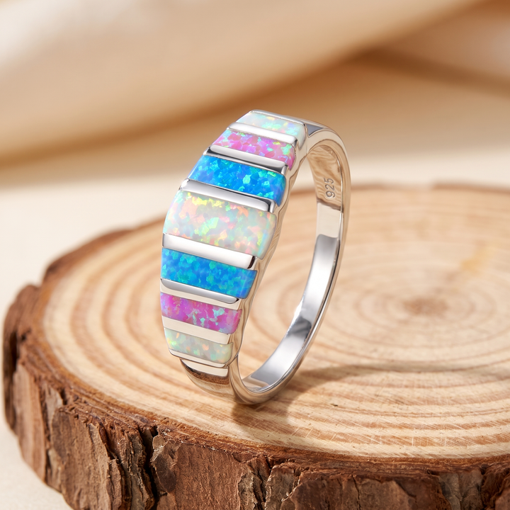 Bohemian Opal Mosaic Band Ring