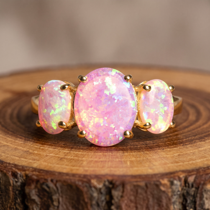 Pink Opal Trilogy Ring