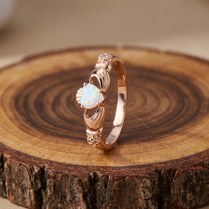 Claddagh Heart Opal Promise Ring