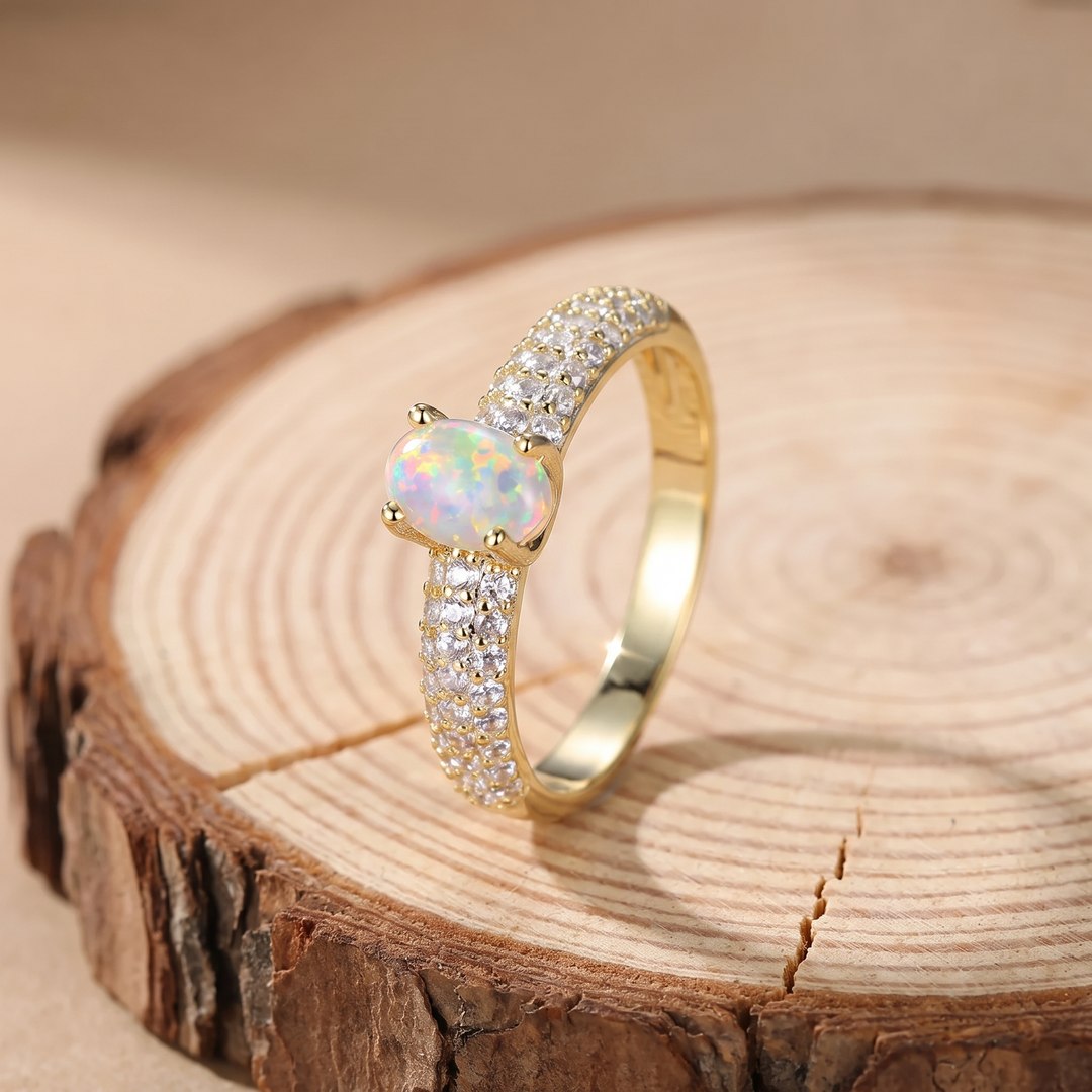 Oval Fire Opal Engagement Ring