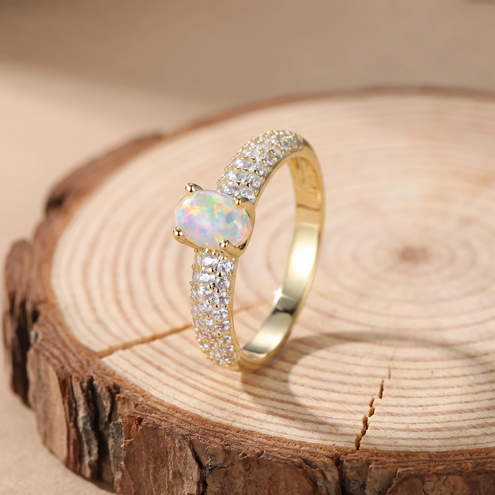 Oval Fire Opal Engagement Ring
