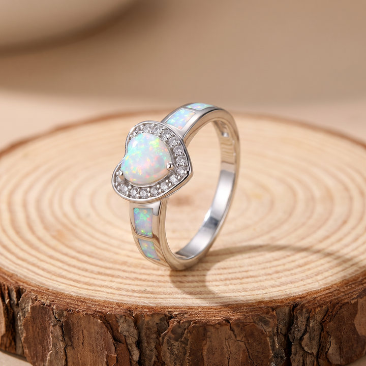Twisted Shank Heart Opal Ring