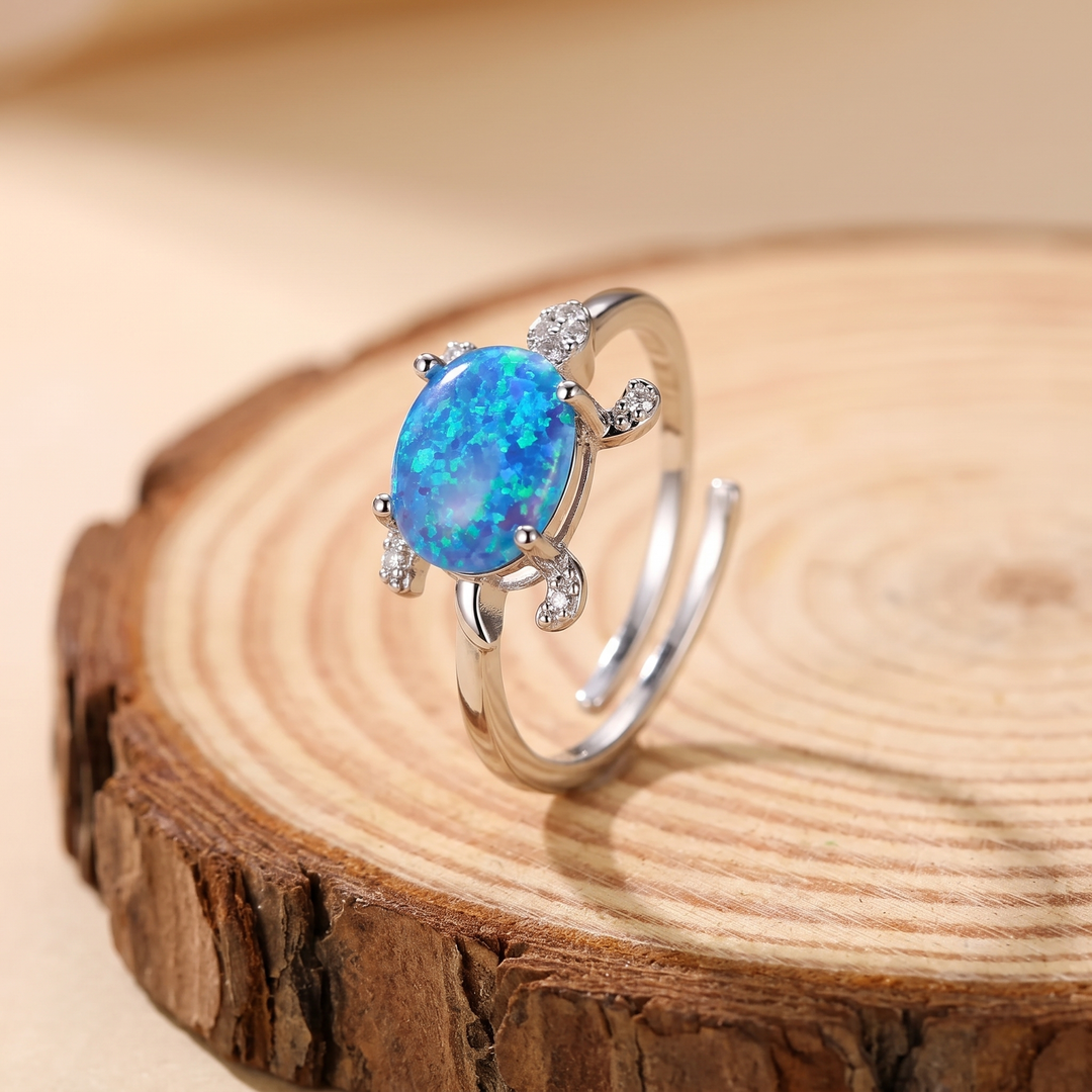 Sea Turtle Opal Adjustable Ring