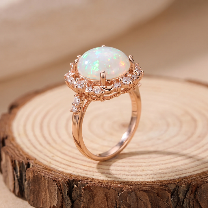 Champagne Gold Opal Blossom Ring