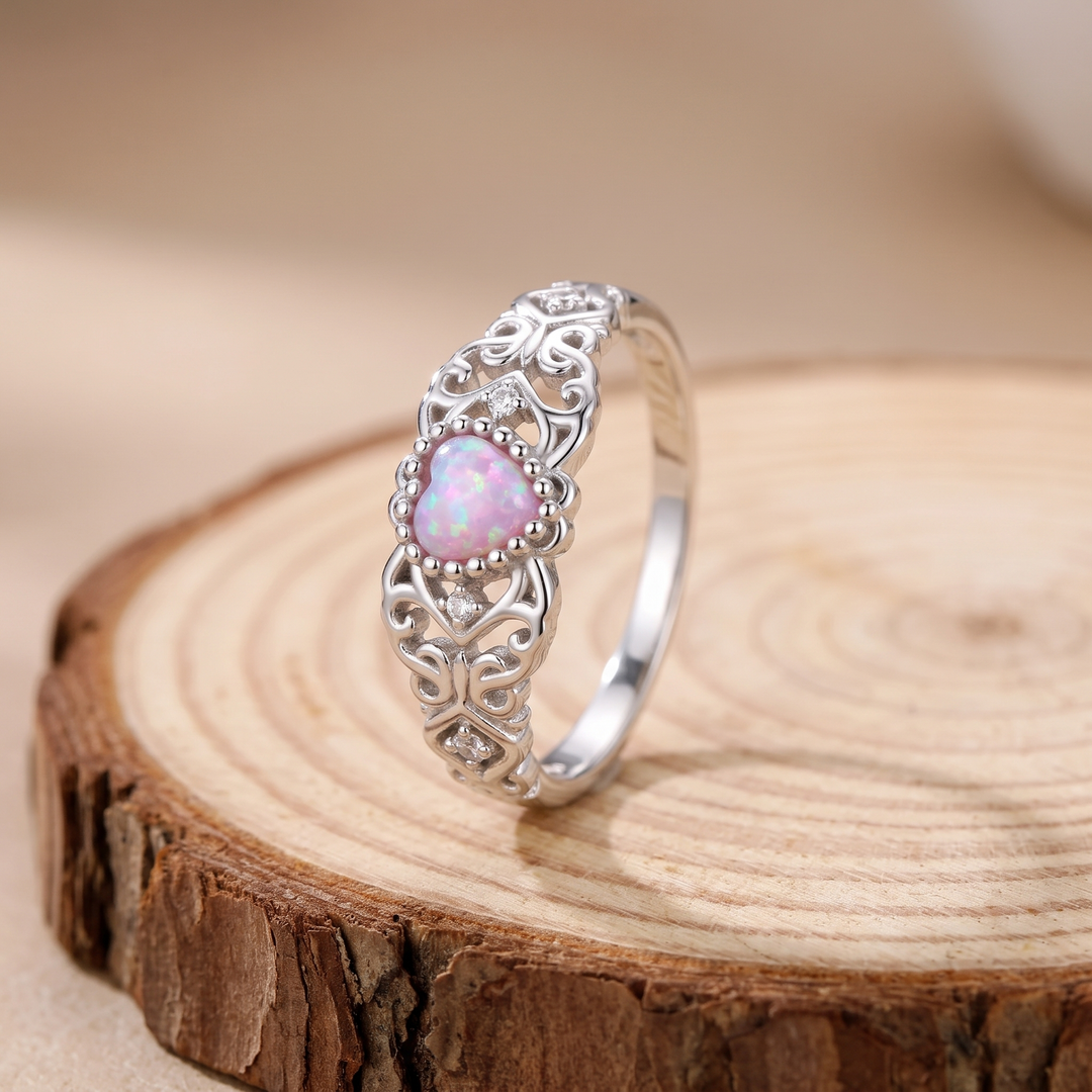Filigree Pink Opal Sterling Ring