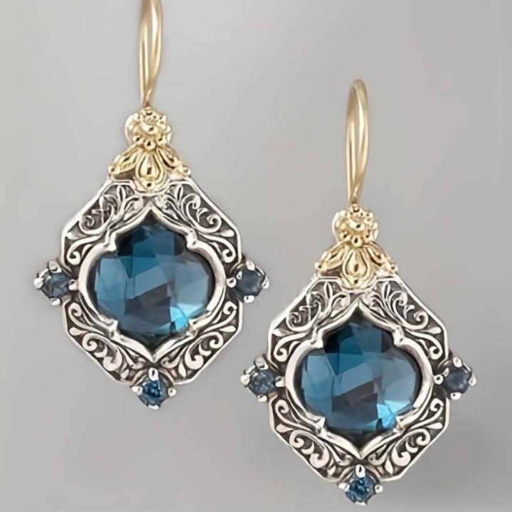 Blue Crystal Drop Earrings