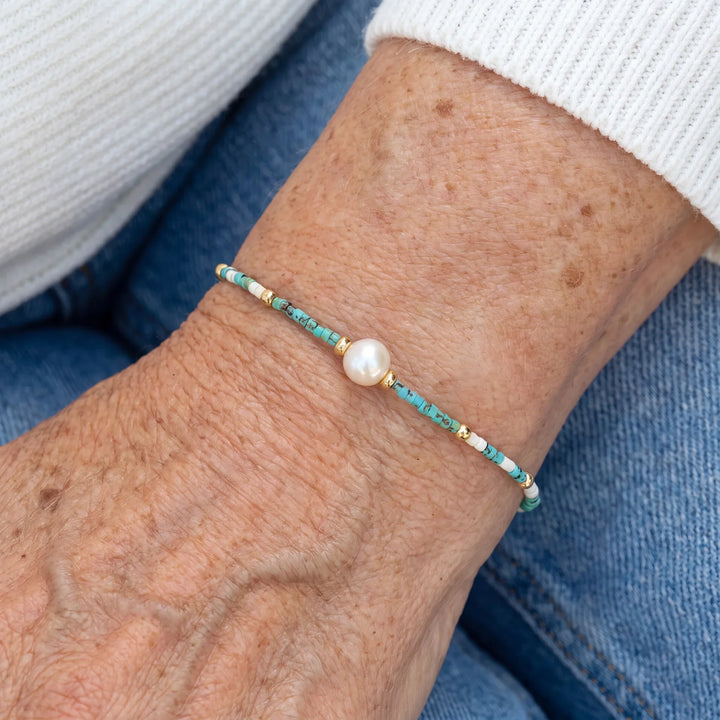 Minimal Turquoise and Pearl Bracelet