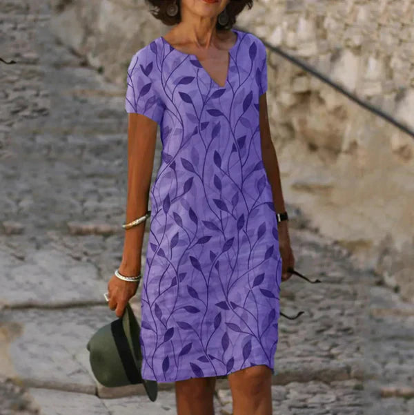 NOELLE™ – Effortless Leaf Pattern Dress