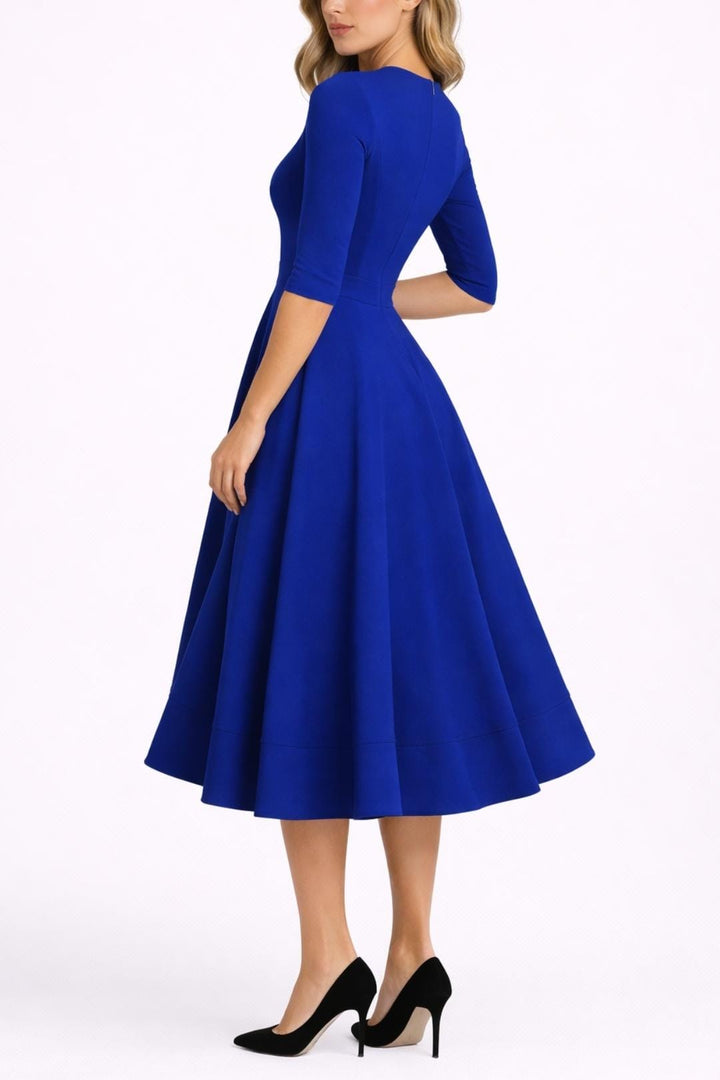 Irene | Women's V-Neck A-Line Midi Dress