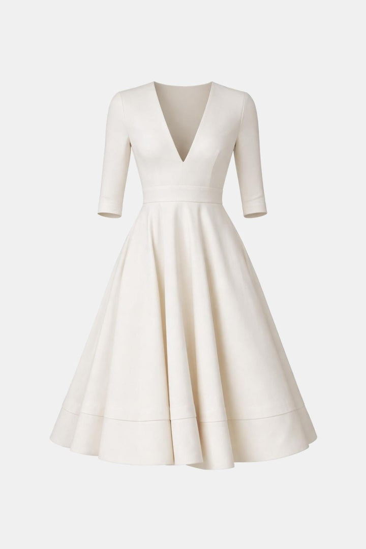 Irene | Women's V-Neck A-Line Midi Dress