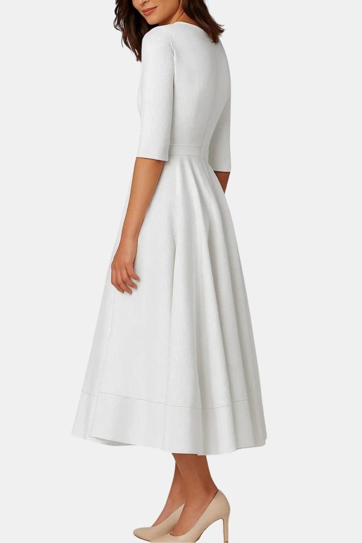 Irene | Women's V-Neck A-Line Midi Dress