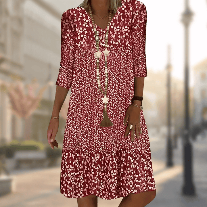 Jamie | Women's V-Neck A-Line Midi Dress