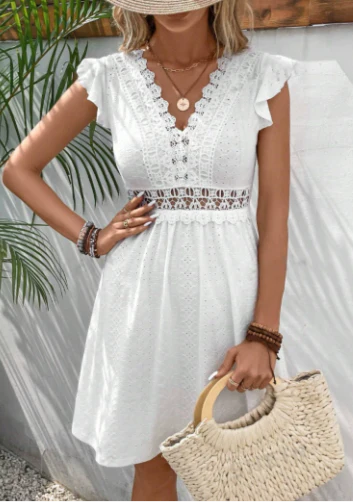 Janine | Women's V-Neck A-Line Mini Dress