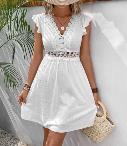 Janine | Women's V-Neck A-Line Mini Dress