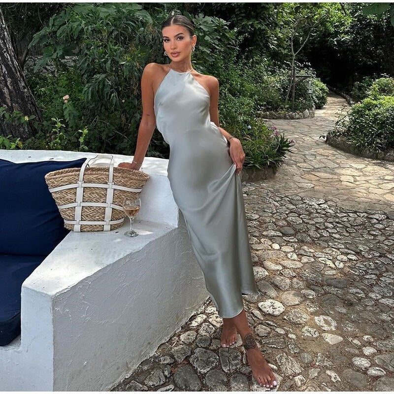 Jessica | Women's Sleeveless Satin Midi Dress