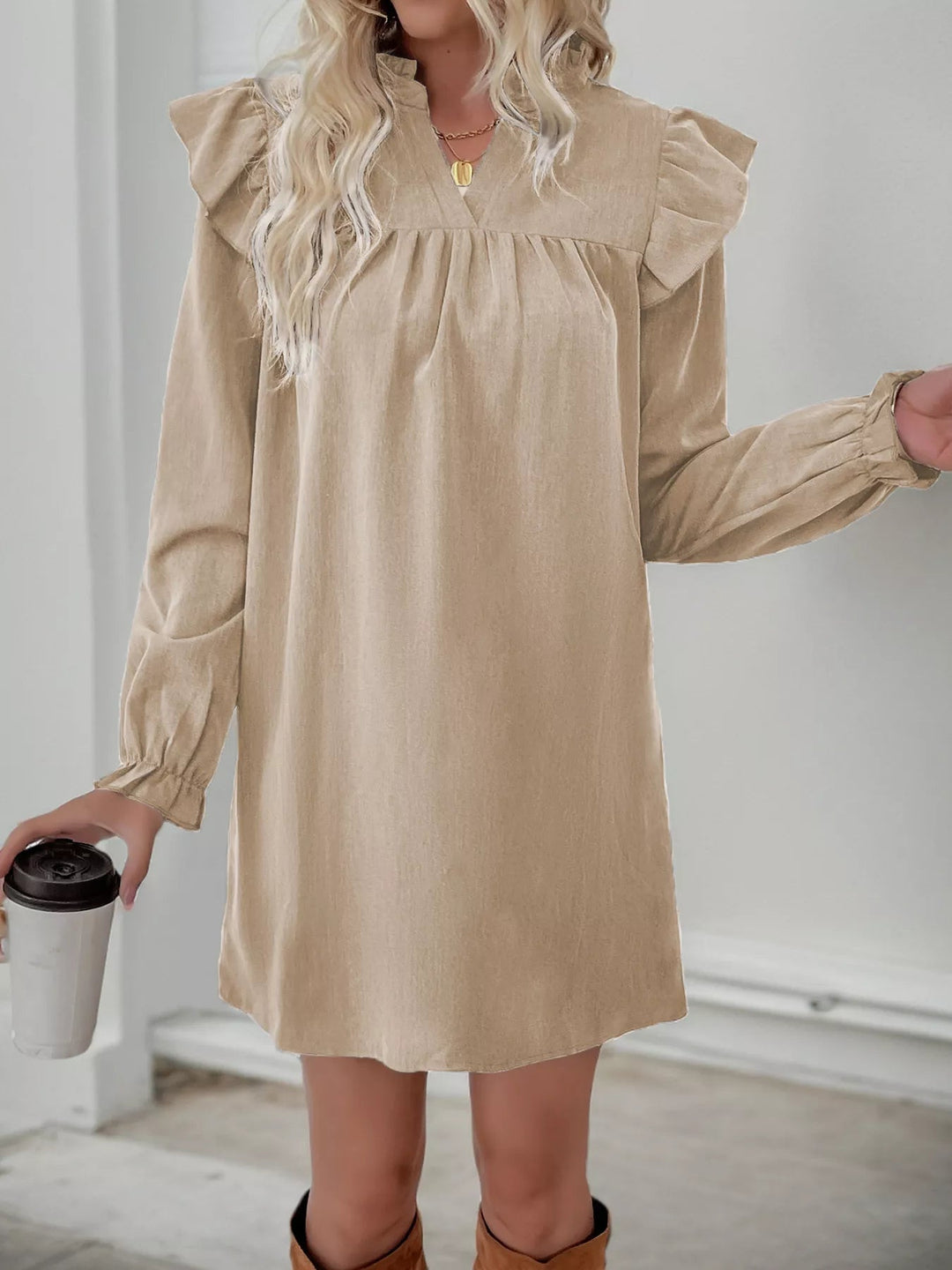 Jillian | Women's Long Sleeve Ruffle Mini Dress