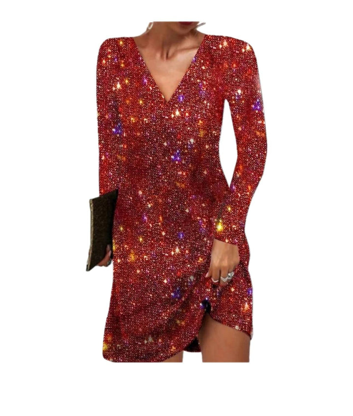 Joyce | Women's V-Neck Sequin Mini Dress