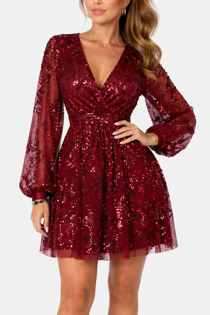 Judie | Women's Sequin Long Sleeve Mini Dress