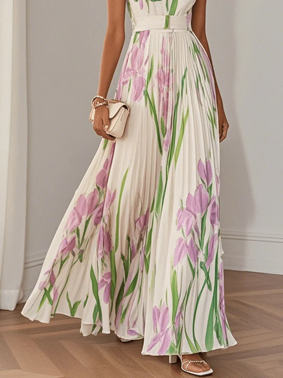 Karen | Women's Sleeveless Pleated Maxi Dress