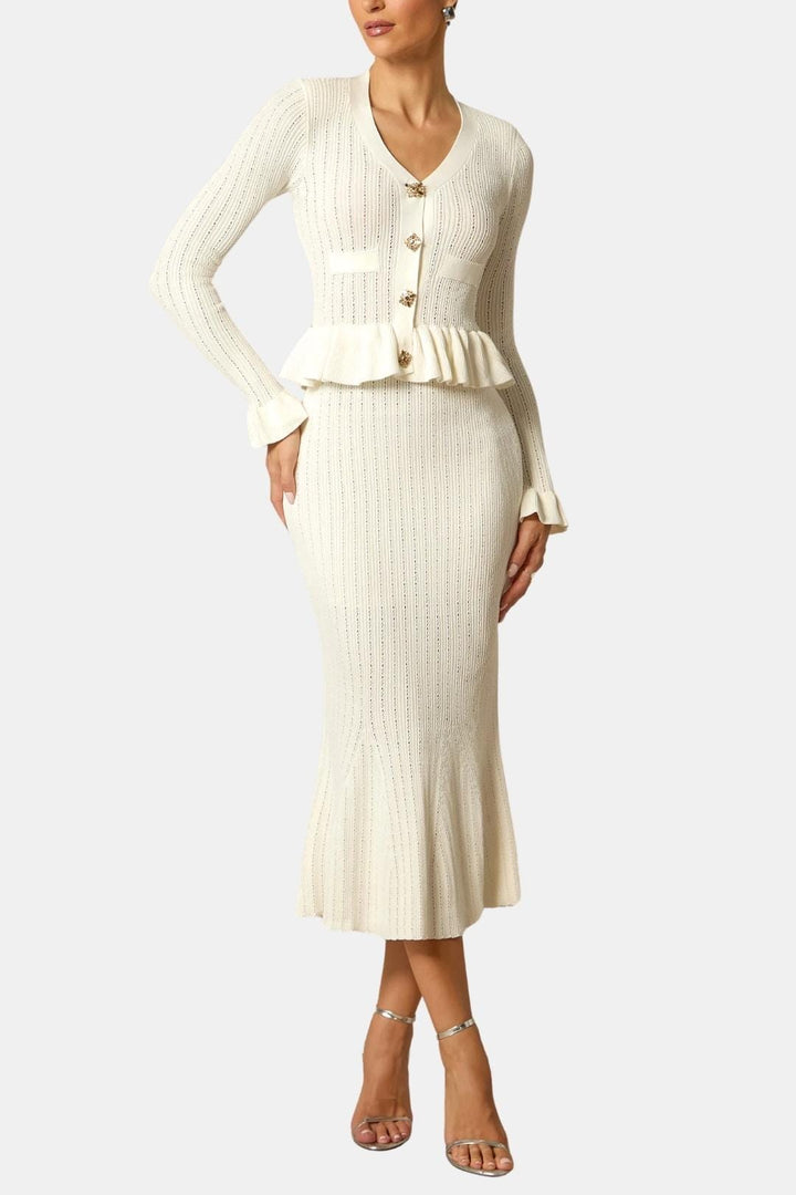 Karen | Women's V-Neck Fit & Flare Midi Dress