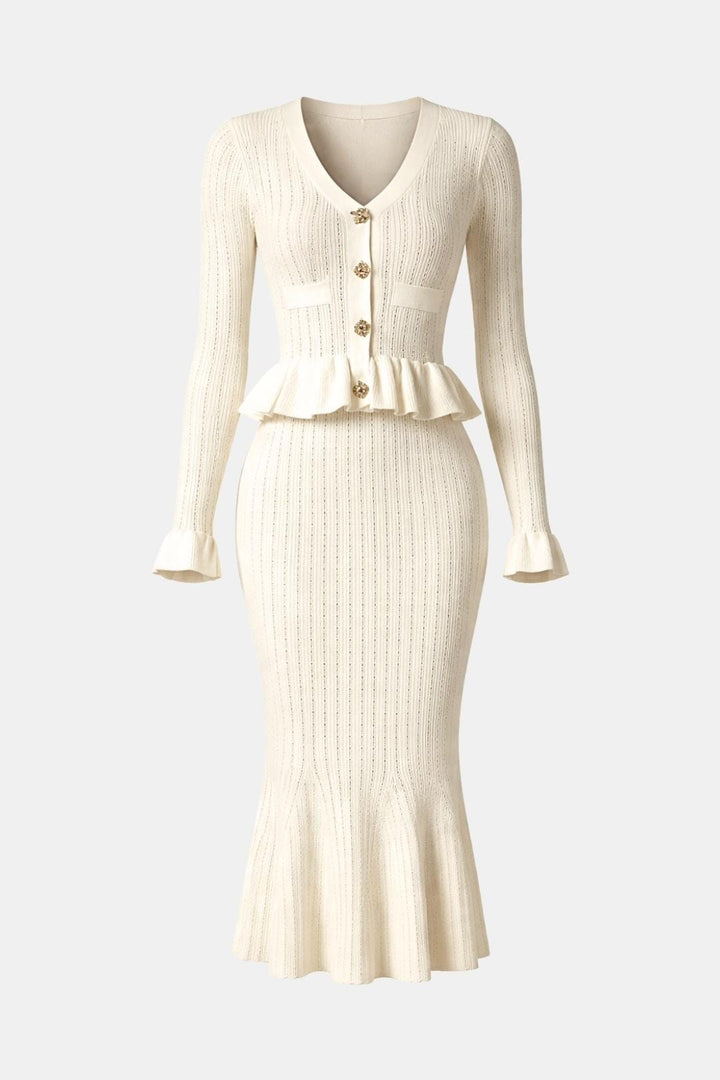 Karen | Women's V-Neck Fit & Flare Midi Dress