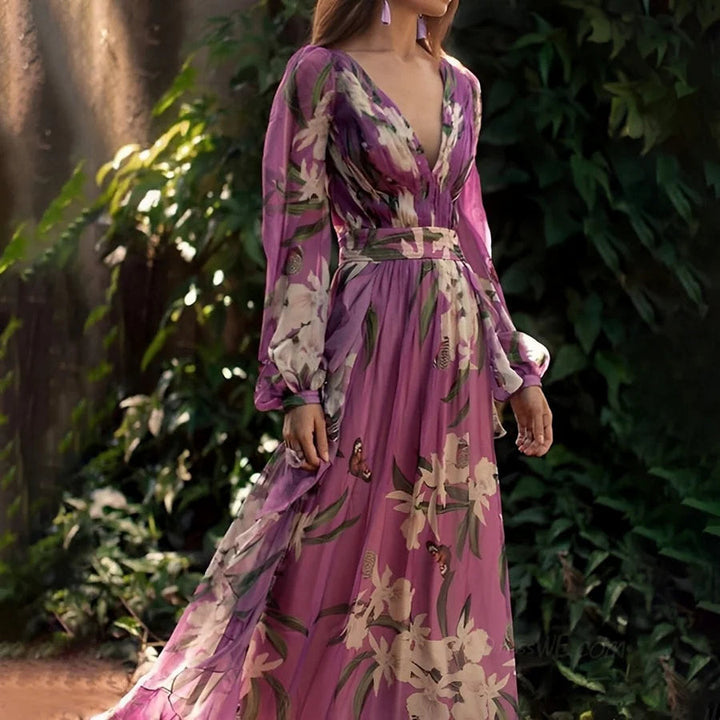 Karen | Women's V-Neck Floral Maxi Dress