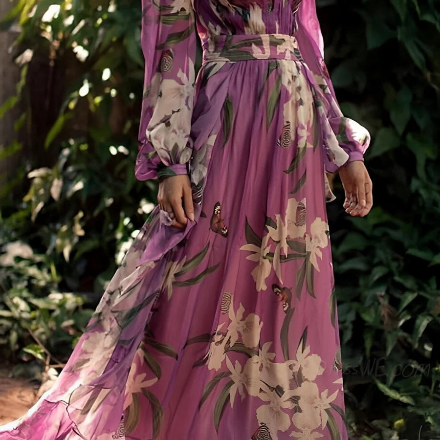 Karen | Women's V-Neck Floral Maxi Dress