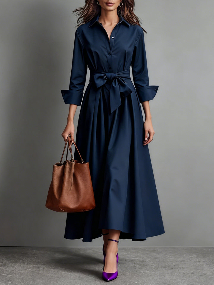 Katelyn | Women's Long Sleeve A-Line Midi Shirt Dress