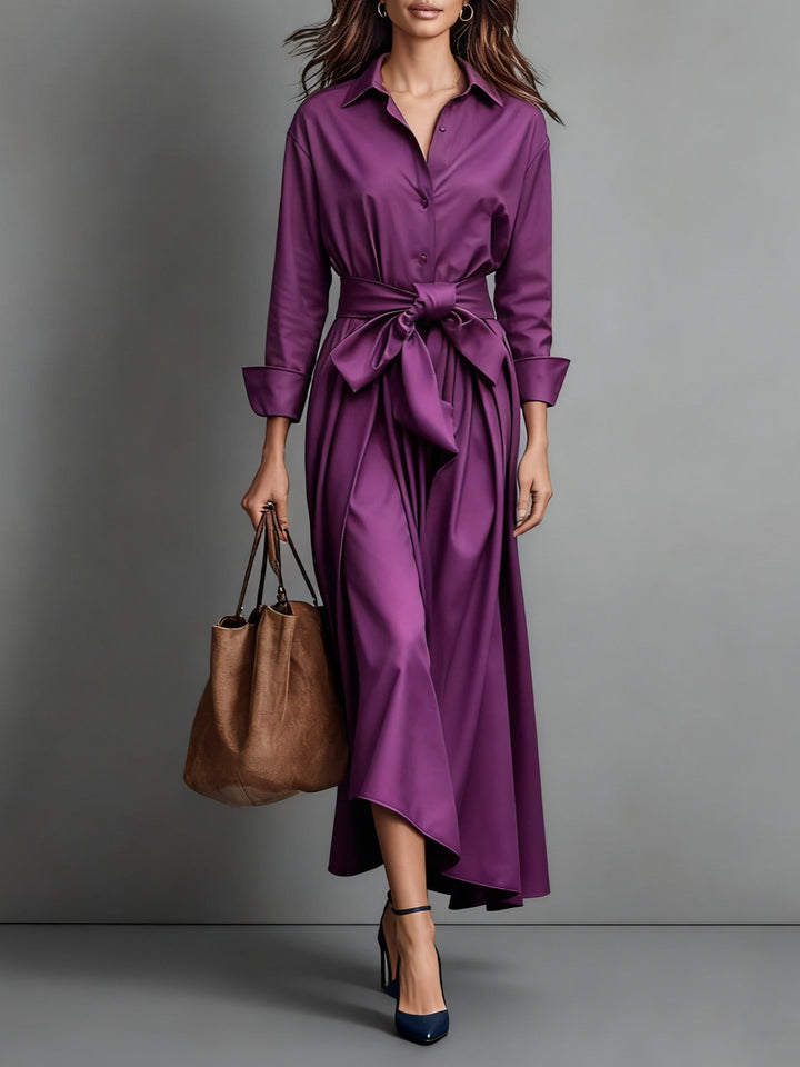 Katelyn | Women's Long Sleeve A-Line Midi Shirt Dress