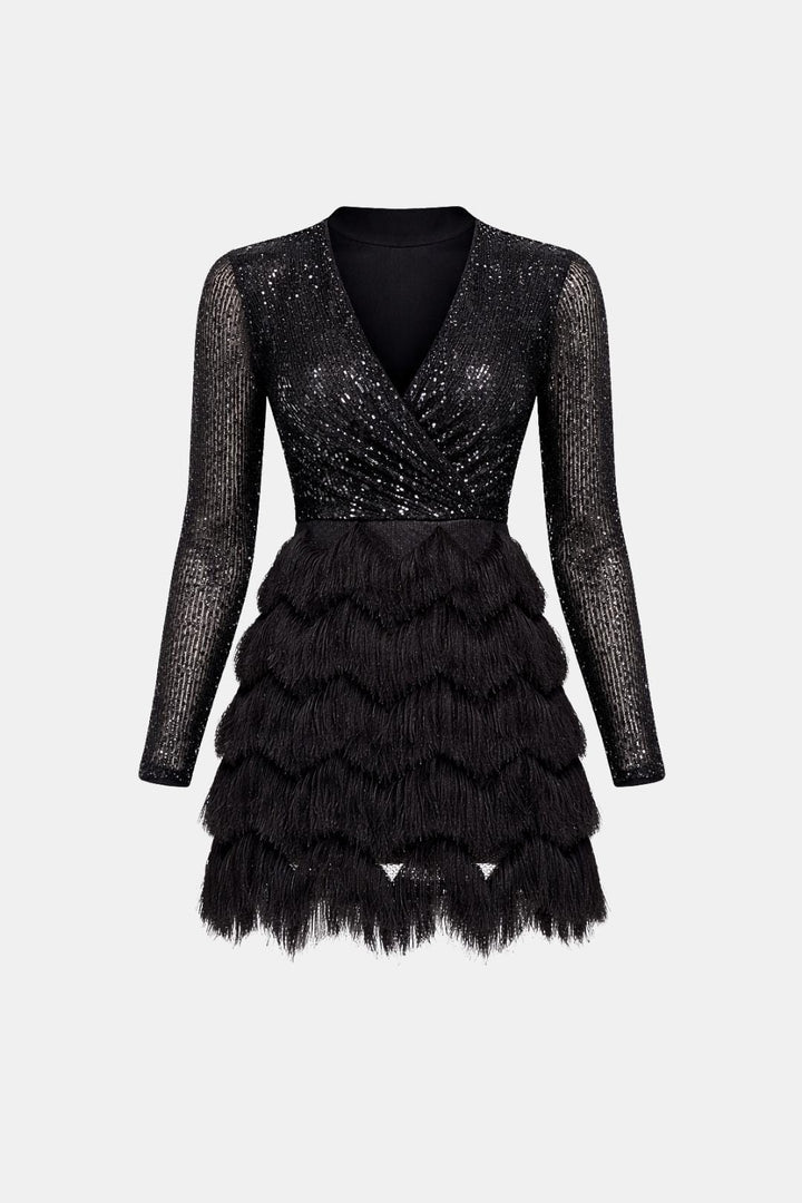 Kathleen | Women's V-Neck Sequin Mini Dress