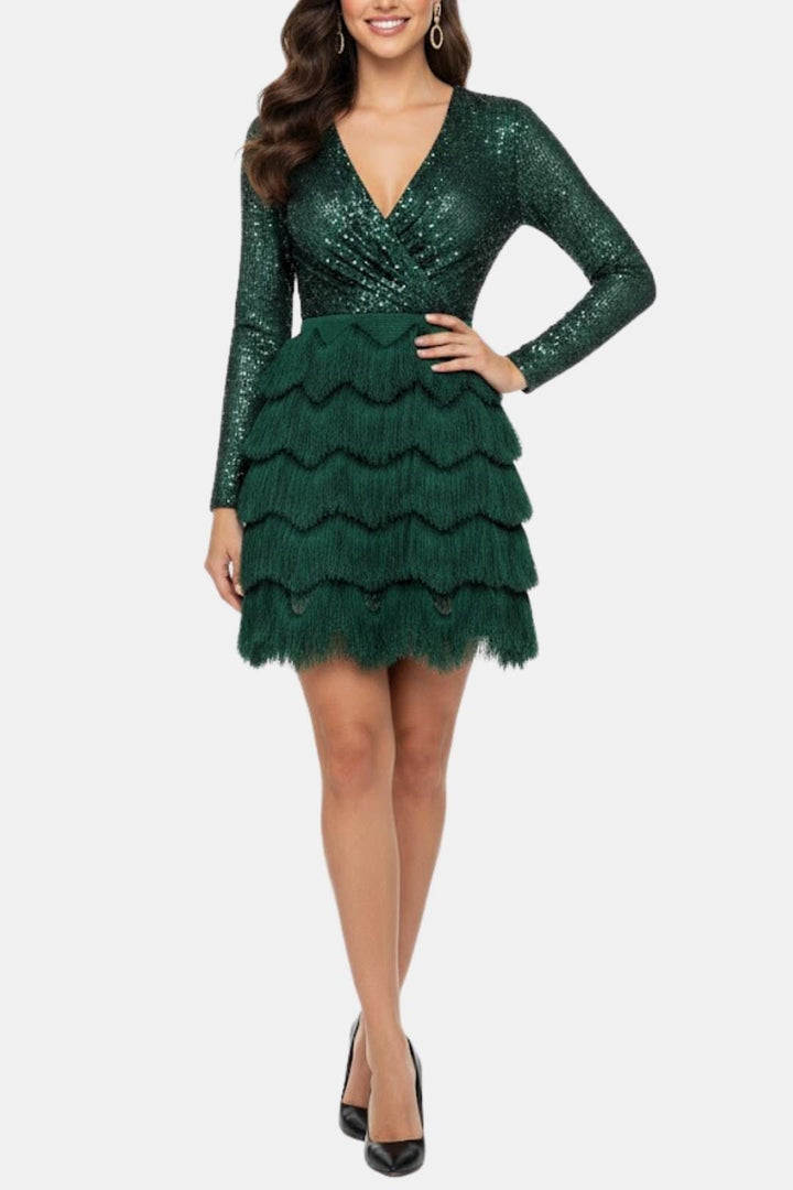 Kathleen | Women's V-Neck Sequin Mini Dress