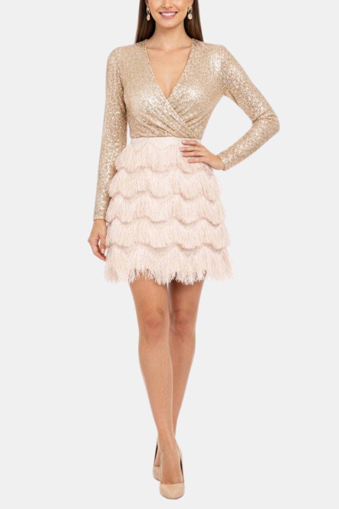 Kathleen | Women's V-Neck Sequin Mini Dress