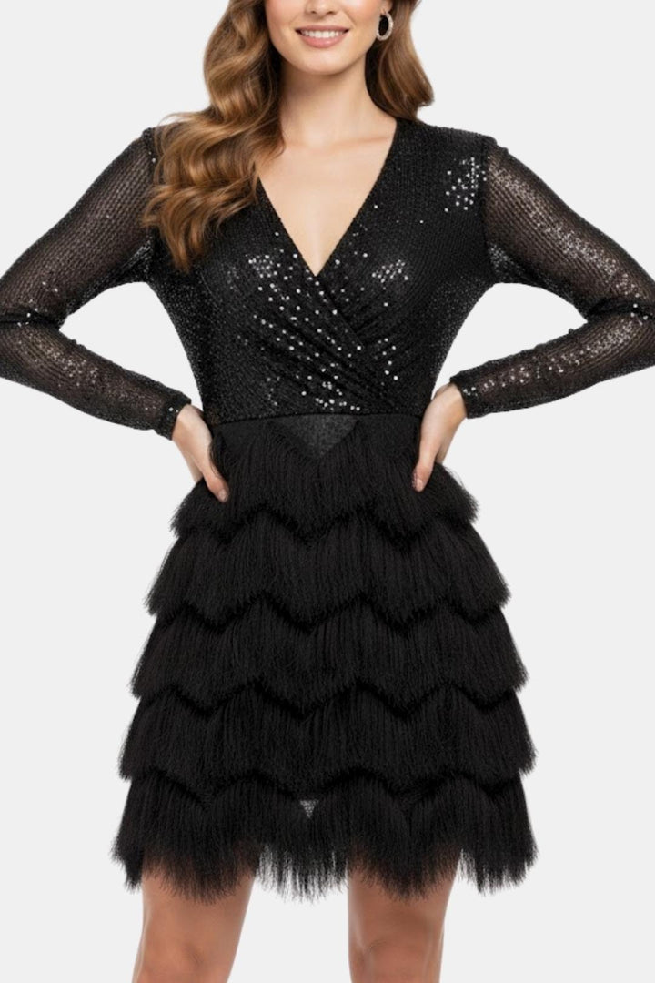 Kathleen | Women's V-Neck Sequin Mini Dress