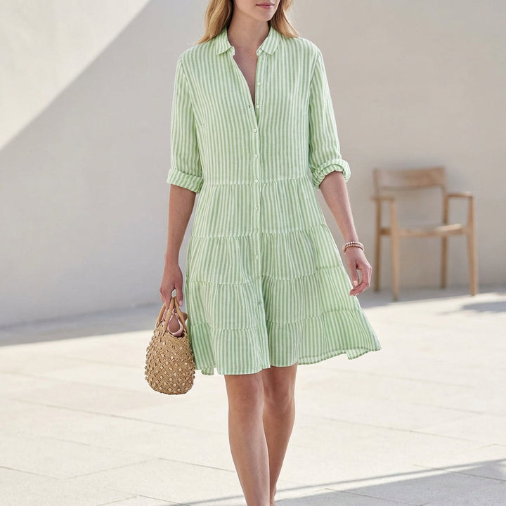Kylie | Women's Button-Down Shirt Tiered Mini Dress