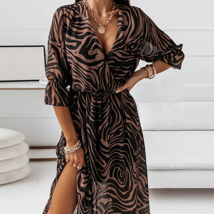 Kylie | Women's V-Neck Wrap Midi Dress