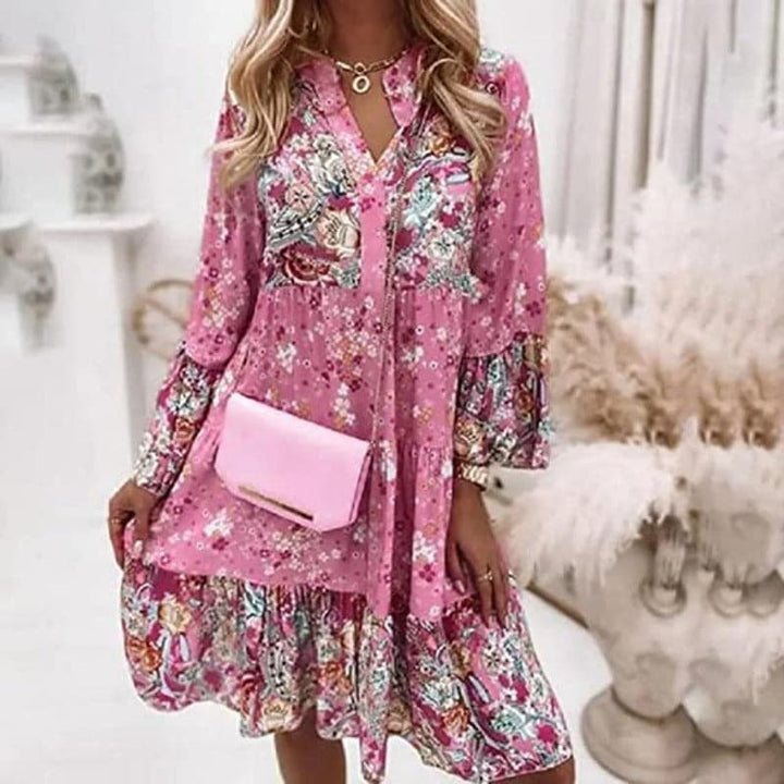 Lexi | Women's V-Neck Floral Tiered Mini Dress