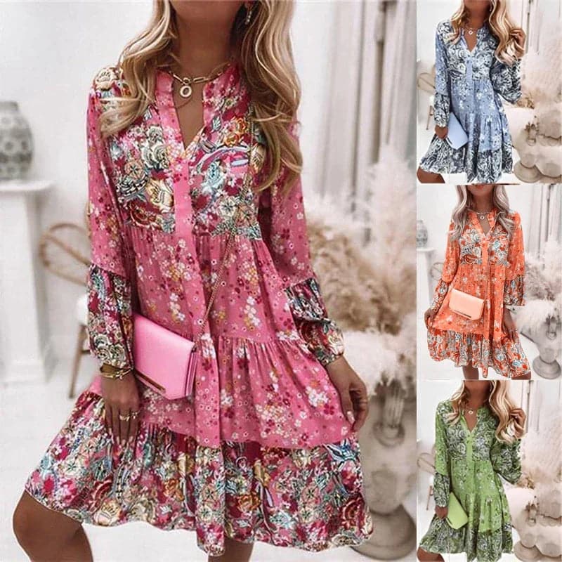 Lexi | Women's V-Neck Floral Tiered Mini Dress