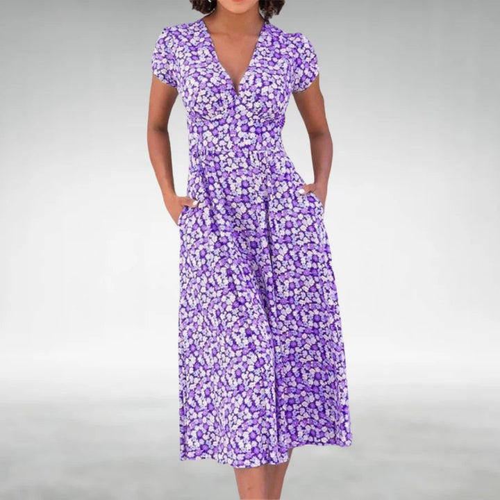 Liliana | Women's V-Neck Fit & Flare Midi Dress