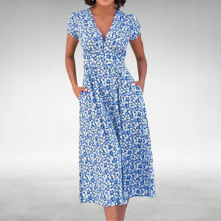 Liliana | Women's V-Neck Fit & Flare Midi Dress