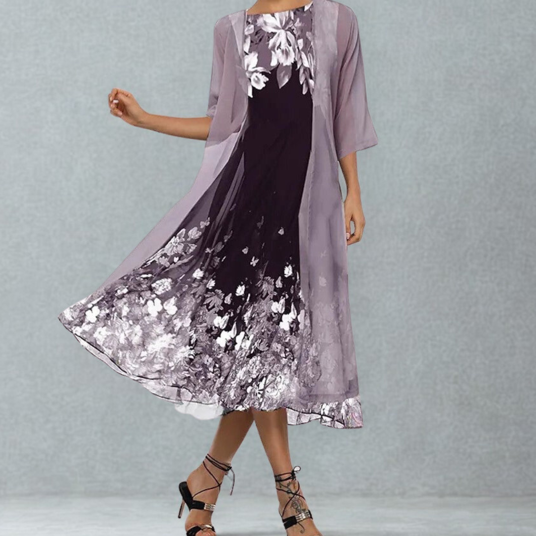 Linda | Women's A-Line Midi Floral Dress