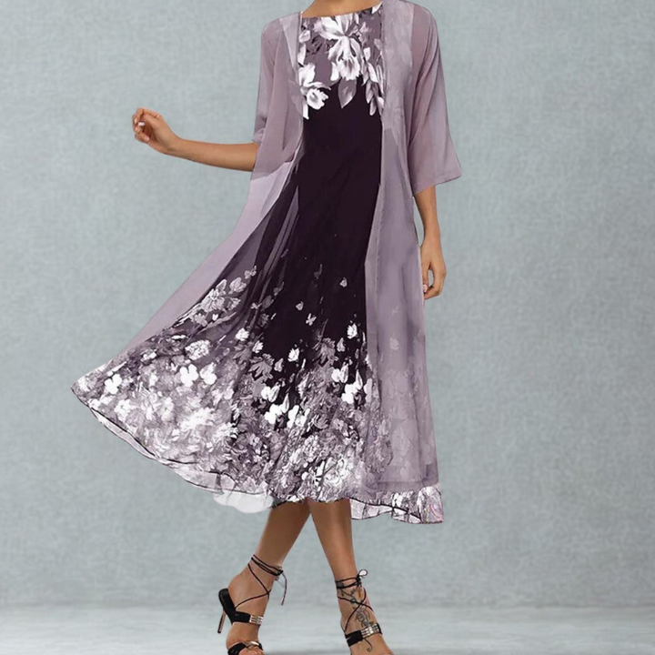 Linda | Women's A-Line Midi Floral Dress