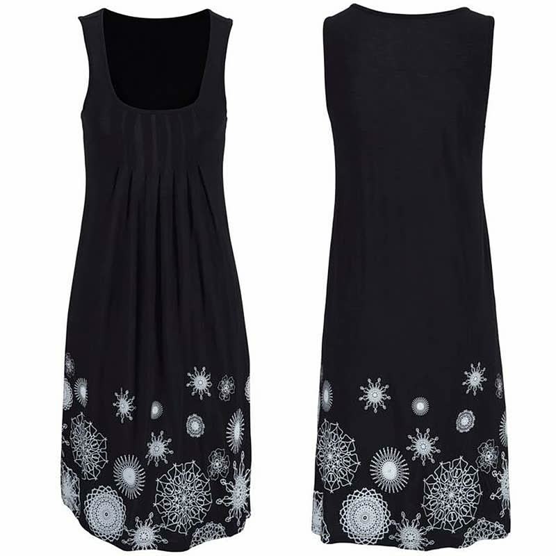 Linda | Women's Sleeveless Printed Summer Knee Length Dress