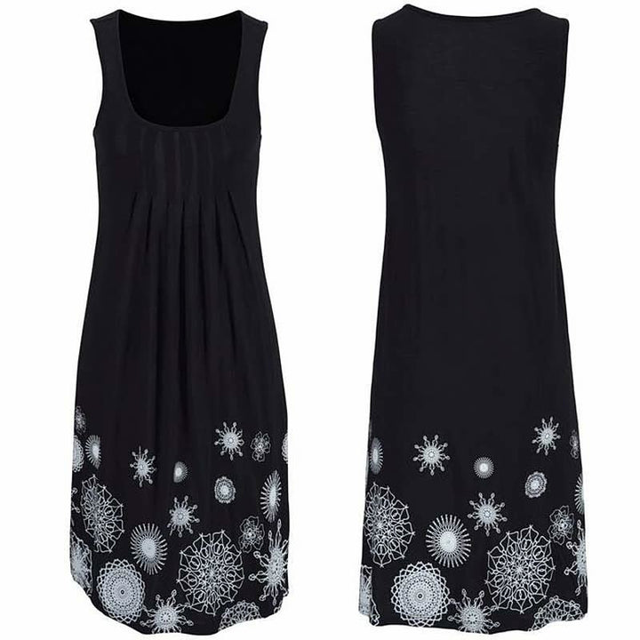 Linda | Women's Sleeveless Printed Summer Knee Length Dress