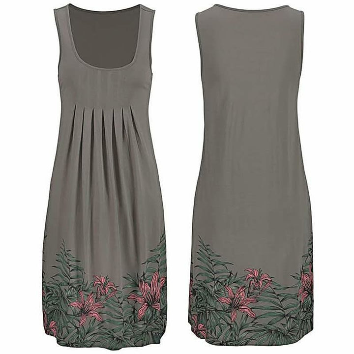 Linda | Women's Sleeveless Printed Summer Knee Length Dress